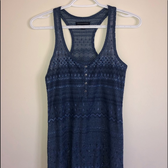 Deep Blue Top Woven with Silver Designs - Picture 3 of 3